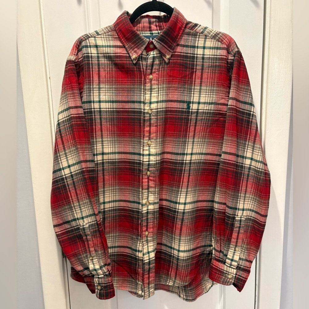 Polo Ralph Lauren Red Plaid Classic Fit Button Up Size Large